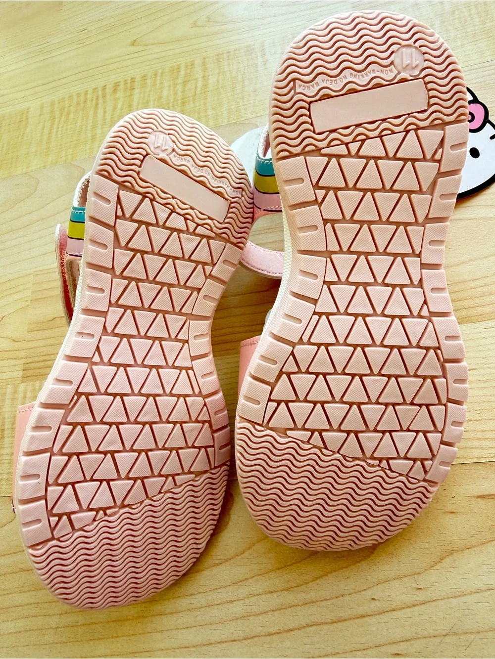 Hello Kitty Peach Pink Girls' Sandals with Rainbow Motif